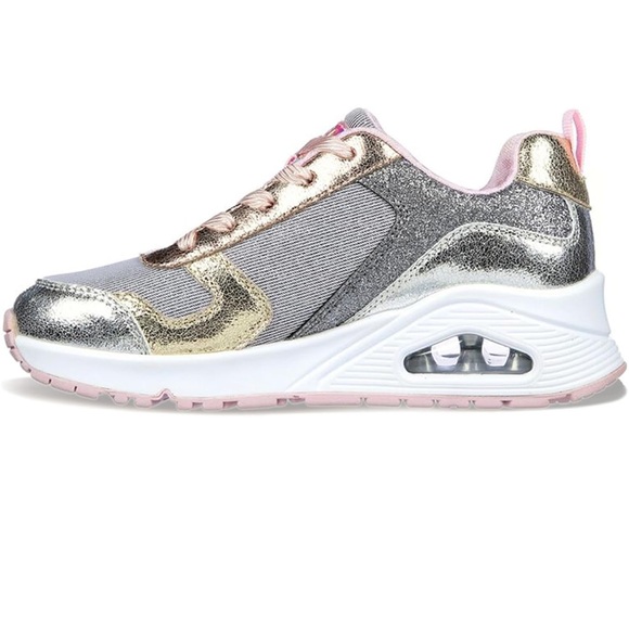 Skechers Girl's Street Uno-Metallic Remix Sneaker Size 4 New with Box - Picture 2 of 6